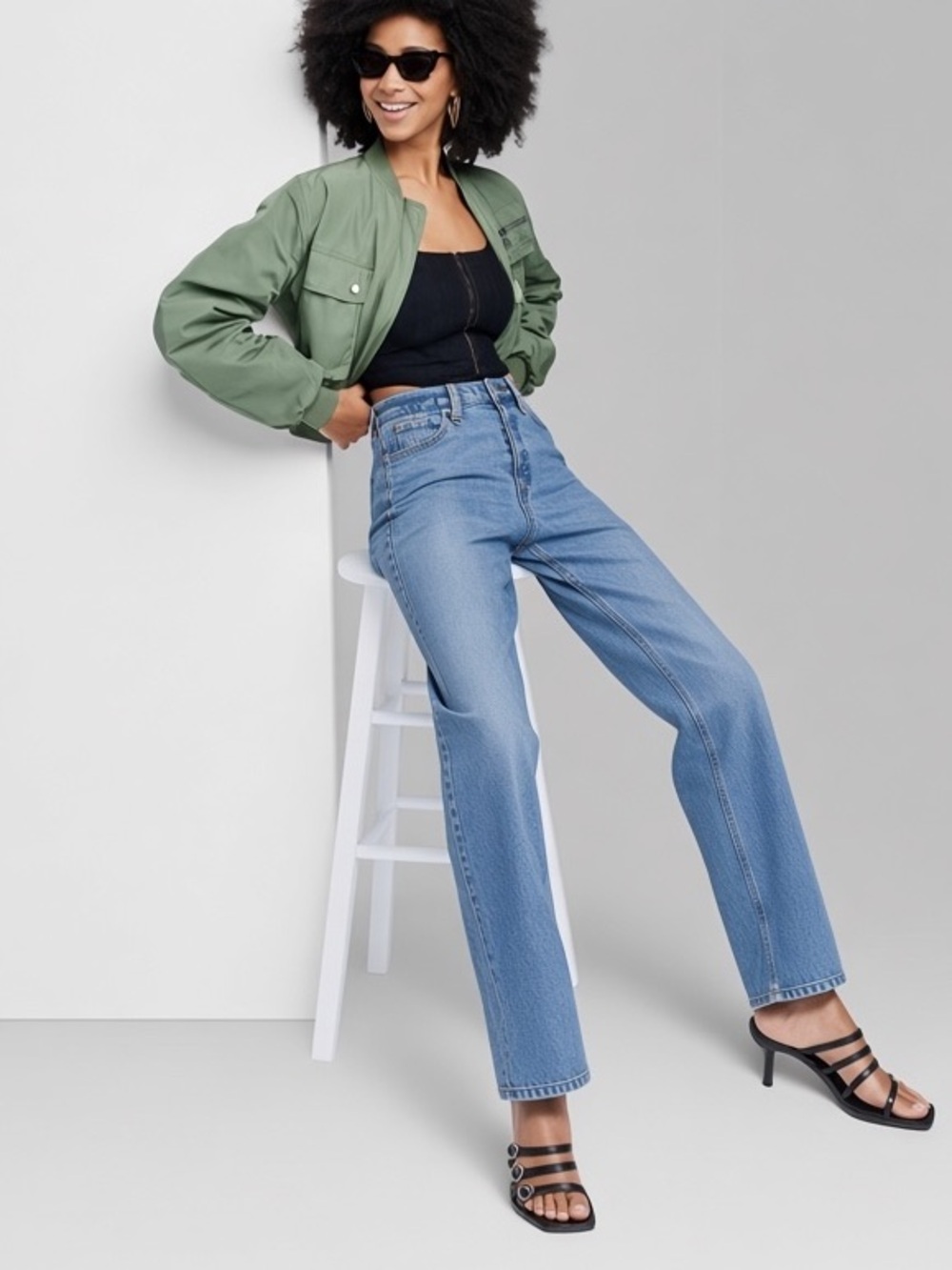 Wild Fable high rise straight easy ridged button fly jeans medium wash  size 10